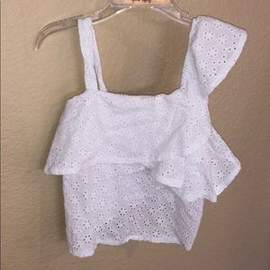 Adorable white one shoulder top by Zara